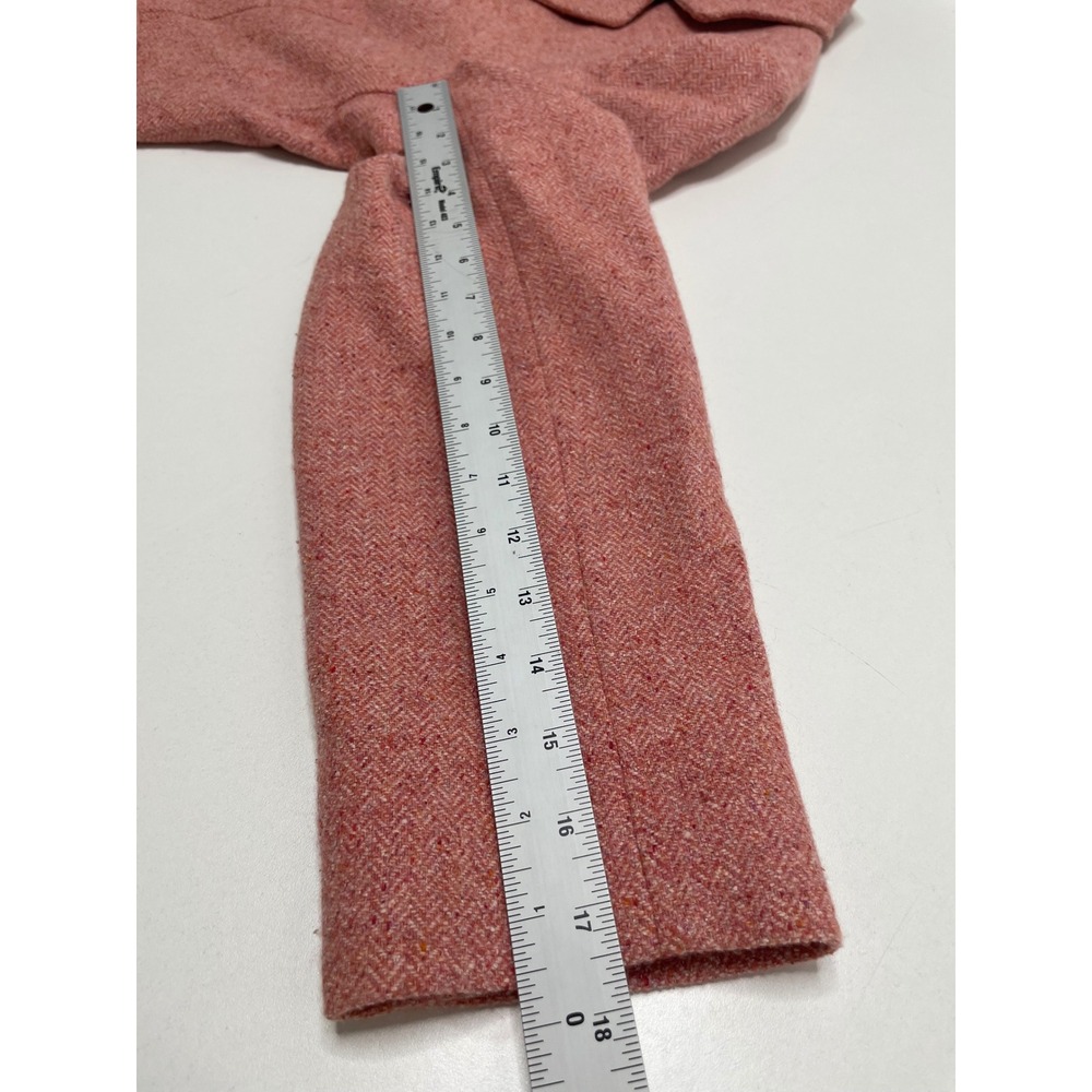 LL Bean Womens Coral Pink Herringbone Wool Silk‎ Blend Blazer Jacket L Old Money - Picture 9 of 9